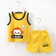 thumbnail image 4 of NIEWTR Toddler Baby Boys Outfit Sleeveless Vest Tank Tops Casual Shorts Sets 2PCS Summer Baby Clothes & Dailywear Set Boys Pajamas Baby Boy Gift(Yellow,1-2 Years), 4 of 4