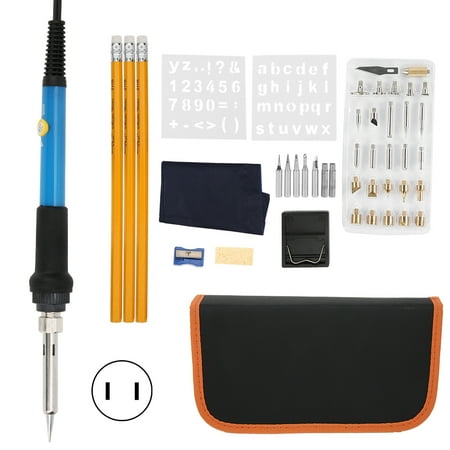 

54Pcs Electric Soldering Iron Set 60W Adjustable Temperature Welding Tool Kit Pyrography BlueUS Plug 110V