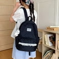 thumbnail image 5 of Sweet Polka Dot Backpacks Large Capacity Cute Lace Trim Backpack Soft Nylon Schoolbag Outdoor Travel Trip Backpack (Black), 5 of 12