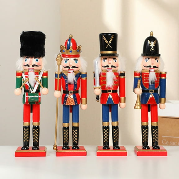 Dserfhy Wooden Nutcracker Decor 30cm Hand-Painted Soldier with Moving Jaw Christmas Mantel & Tree Decoration Festive Gifts
