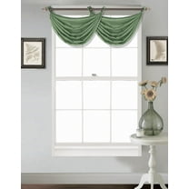(V24) GREEN 1PC Elegant Faux Silk Swag Waterfall Bronze Grommets Dressing Valance, 55" X 24" Inch