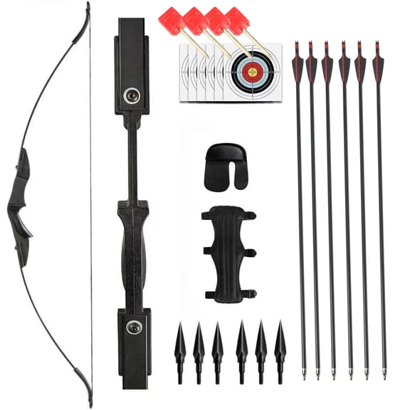 AME Recurve Bow Set Archery Bow and Arrow Youth Bow Beginner Bow Set Takedown Bow for Adults Practice Hunting LH RH 30-40lbs 53.5 Inch (30lbs)