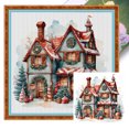 thumbnail image 1 of Hilo Algodón Bordado 11CT Vintage Punto Cruz Cabaña Navidad 50x50cm, 1 of 9