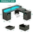 thumbnail image 5 of Dextrus L Shaped Desk with Drawers & Lift Top , 60" Corner Computer Desk with Power Outlet & LED Lights, Office Desk Game Desk with Monitor Stand & File Cabinet, Gray, 5 of 11