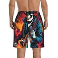 thumbnail image 3 of KLL Rock Skull Singer Men's Casual Summer Beach Shorts Hawaiian Shorts with Pockets-Large, 3 of 5