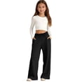 thumbnail image 6 of Kcolen Girls Wide Leg Pants Lightweight Drawstring Elastic Waist Loose Summer Beach Vacation Pockets Girls 5-6 Years, 6 of 8