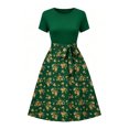 thumbnail image 5 of ZHOGXU Women's Dresses Summer Short Sleeve Round Neck Floral Printed Lightweight Comfortable Stylish Dress For Casual Daily Wear,Green,S, 5 of 6