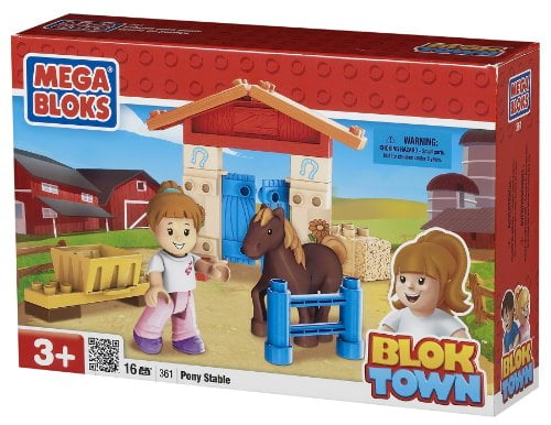 Mega Bloks Pony Stable Building Set - 16 Pieces With Girl Figurine & Pony, For Ages 3+
