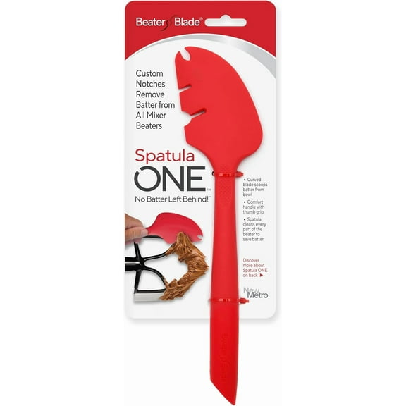 Silicone Spatula ONE Mixer Beater Scraper and Spatula, Cherry Red