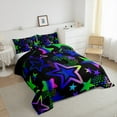 thumbnail image 3 of Feelyou Purple Stars Bedding Comforter Set, Neon Gradient Love Heart Twin Comforter Sets, Teens Kids Boys Girls Reversible Bedding Set, Super Cozy Room Decor, 2pcs, 3 of 8