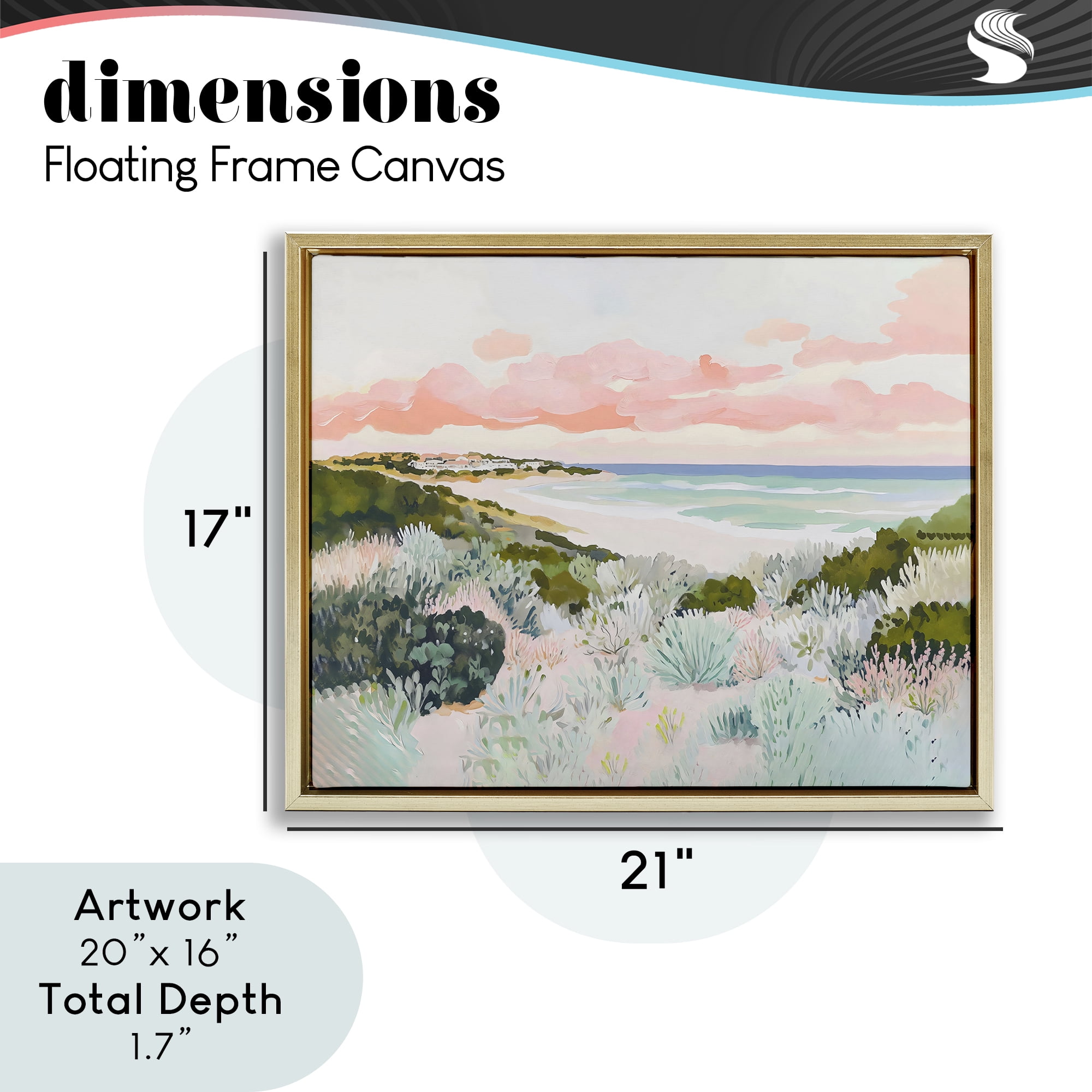 Stupell Industries Beach Grasses & Pastel Skies Gold Framed Floater Canvas Wall Art, design by The Prints Vibe