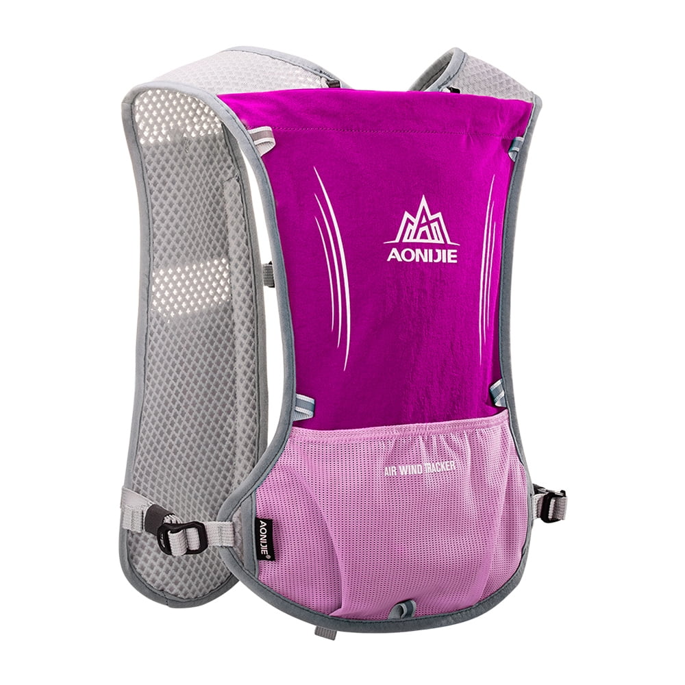 Unisex Sports Reflective Hydration Backpack Vest Water Bottle Bag Night Running 
