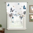 thumbnail image 2 of Gray Blue Flowers Balloon Curtains for Bedroom/Front Door/Bathroom, Watercolor Floral Butterflies Spring Tie Up Curtains 63 Inch Length Light Filtering Kitchen Curtains Shades for Windows 46"x63", 2 of 8