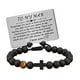 thumbnail image 4 of Pulsera de cuentas para hombre, hecha a mano, ajustable, con cruz y tarjeta grabada. A MI Hombre Tarjetas, 4 of 9