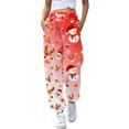 thumbnail image 1 of Gibobby pantalones deportivos Mujer Otoño e Invierno Casual moda Navidad divertido impreso cintura elástica pantalones deportivos pantalones casuales (Rojo, XL), 1 of 5