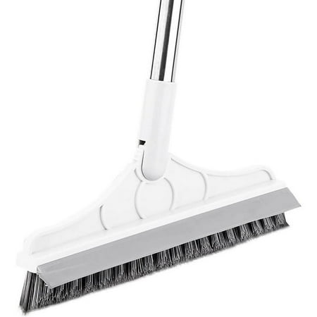 

Grout Brush 2 in 1 Floor Brush Scrubber with Long Handle 2 Poles 44 Grout Brush Scrape Stiff Bristle Cleaning Scrub Brush with Squeegee 120° Rotating Tile Brush for Cleaning Bathroom Glass Kitchen