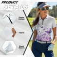 thumbnail image 5 of COEQINE V Neck Golf Shirts for Women 1/4 Zip Moisture Wicking Soft Polo Shirts Lightweight Short Sleeve Golf Tops Butterfly Dragonfly and Floral Purple Print Workout Tennis Activewear, XL, 5 of 7