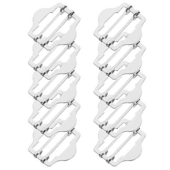 10 Pcs Metal Sun Buckle Collar Ratchet Belt Webbing Slider Silver
