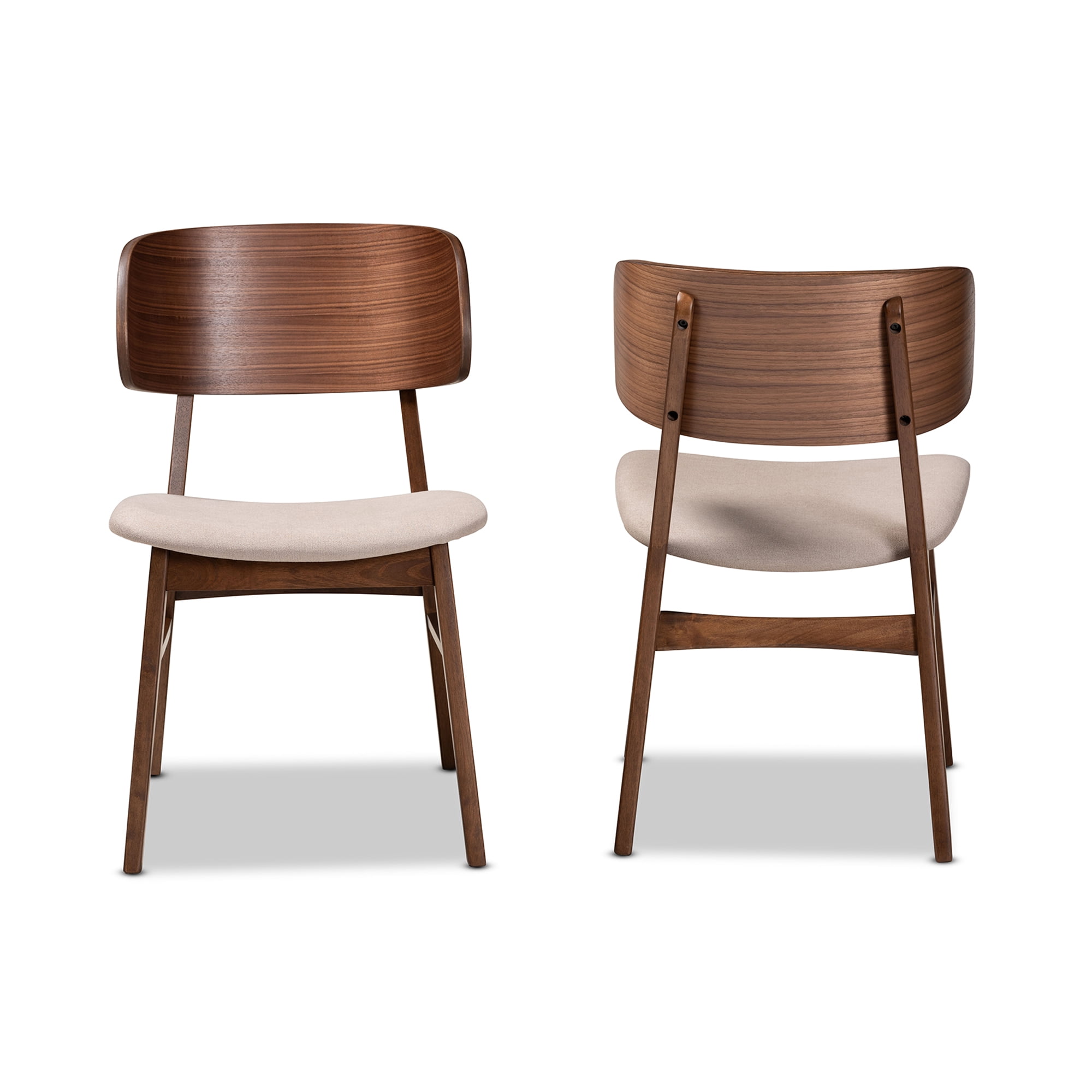 Baxton Studio Alston Dining Chair, Set of 2, Beige/Walnut Brown