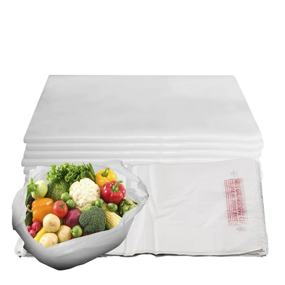 EcoQuality Plastic White T-Shirt Bags 1000ct, 1/10 Shopping Bags, Grocery Bags, Poly Bags, Multi-Use, Small Size, Reusable Carry Out Bags (8x4x16) (13 Micron)