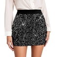 thumbnail image 2 of Hpapadks Womens Skirts Sparkly Sequin Mini Skirt with Wide Elastic Waistband for Summer Fall Party Black L, 2 of 4