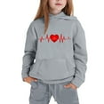 thumbnail image 4 of Gray Kids Hoodie and Jogger Set 2-Piece, Heartbeat Print Loungewear, Unisex Tracksuit for Boys Girls 4-12 Years Soft Sweatsuit,Size 5-6T, 4 of 5