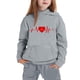 thumbnail image 4 of Conjunto de sudadera con capucha de manga larga para niños con estampado en forma de corazón y pantalones deportivos con lazo en las piernas, conjunto deportivo informal de dos piezas para niños, poli, 4 of 5