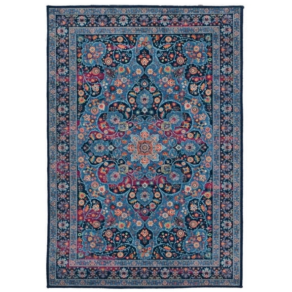 Modern Area Rug 60x42 Blue Indoor Low Pile Power Loomed Non-Slip