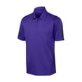 thumbnail image 5 of Sport-Tek ST695 Mens PosiCharge Active Textured Colorblock Polo T-Shirt, Purple & Grey - Medium, 5 of 6