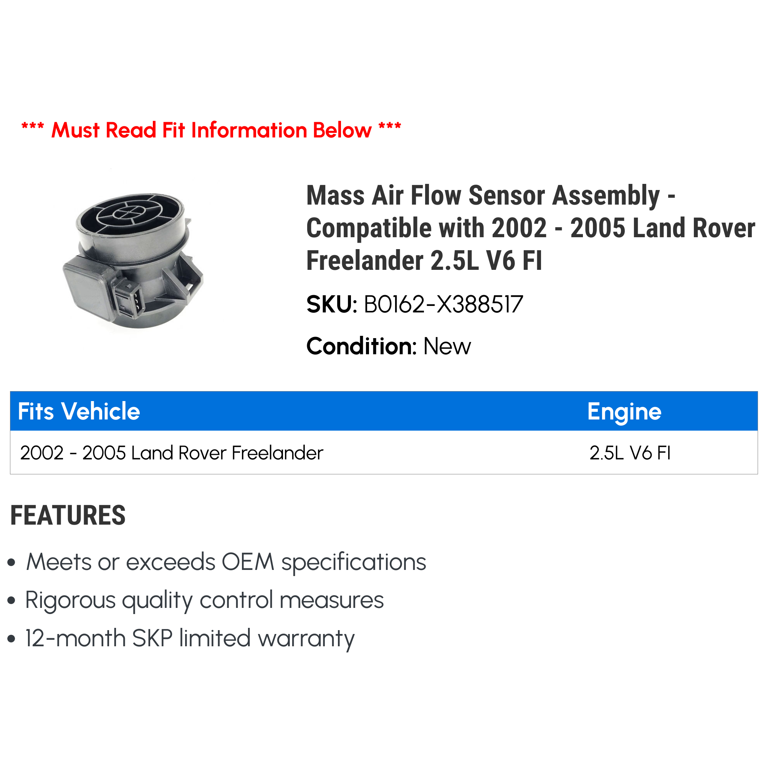 New Mass Air Flow (MAF) Sensor For 2002-2005 Land Rover Freelander V6 2.5L - C-HORSE Brand