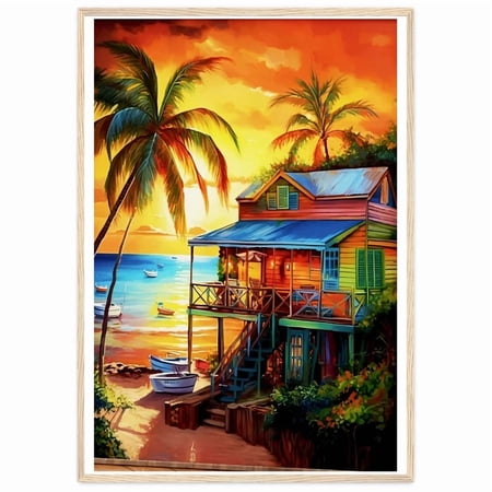 Caribbean Poster Caribbean Wall Art Tropical Decor Scenery Poster Tropical Art Vintage Wall Arttrendy Retro Print Room Decor Wall Art Poster Print Only