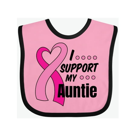 

Inktastic Breast Cancer Awareness I Support My Auntie with Pink Ribbon Gift Baby Boy or Baby Girl Bib