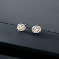 thumbnail image 4 of Gem Stone King 10K White Gold Peach Morganite and White Diamond Halo Stud Earrings for Women | 1.64 Cttw | Gemstone October Birthstone | Oval 7X5MM, 4 of 5