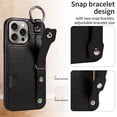thumbnail image 3 of SaniMore Case for iPhone 13 Pro, PU Leather Durable [Back Card Slots] Wristlet Kickstand Buckle Protective Bumper Cover Shockproof Anti-fall/Anti-scratch for Ladies, Black, 3 of 11