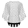 thumbnail image 6 of Black Polka Dots And Stripes Women's V-Neck Blouse With 3/4 Ruffled Bell Sleeves Casual Top Ladies Blouses, 6 of 7