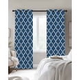 thumbnail image 3 of Fsddascl Blue Moroccon Blackout Curtains for Bedroom/Living Room, Thermal Insulated Kitchen Curtains, Middle Century Minimalist Rustic Geometric Grommet Darkening Window Treatment Drapes 52"x54"x2, 3 of 8