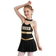 thumbnail image 3 of YEAHDOR Girls Cheerleading Uniform Sleeveless Letters Printed Hollow Back Dress Dancewear A Black 14, 3 of 7