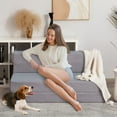 thumbnail image 3 of MAXYOYO Folding Sofa Bed Memory Foam Convertible Floor Sofa,Knitted Cloth Foldable Mattress,Suitable for Living Room/Dormitory/Home,Single,76*25.6*5.9, 3 of 9
