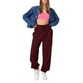 thumbnail image 5 of Sweatpants for Women Solid Color Elastic Waist Sports And Leisure Belt Pocket Threaded Ankle Pants, 5 of 9