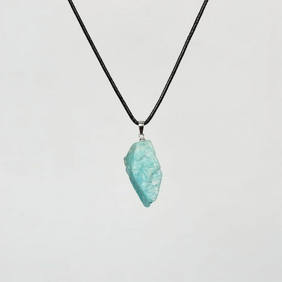 ERDOUY handmade necklace pendant, suitable for both men and women, irregular raw stone pendant necklace (light blue)