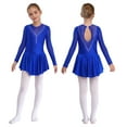thumbnail image 6 of iiniim Kids Girls Figure Ice Skating Roller Skater Dress Ballet Dance Leotard Silver Glitters Long Sleeve Tutu Skirt Dancewear, 6 of 7