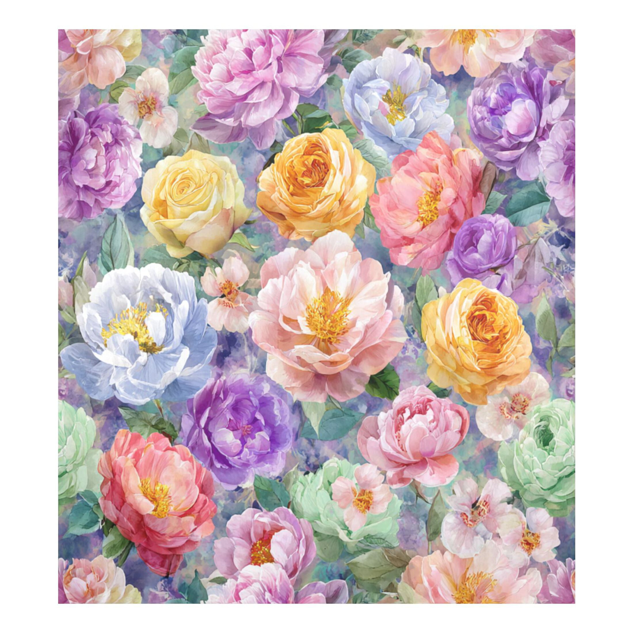 Dishwasher Magnetic Refrigerator Magnet Cover Sticker Home Decorative 23"x26" Detailed Roses and Peonies