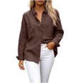 thumbnail image 2 of Women's Winter Cardigan Long-Sleeved Cardigan With Buttons Double Pockets And Collared Shirts Top Cozy Layered Top for Women Coffee 2XL, 2 of 5