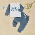 thumbnail image 2 of TOWED22 Toddler Baby Boy Clothes Fall Winter Fleece Outfits Letter Print Sweatshirt & Jogger Pants Set(Blazer,6-12 M), 2 of 9
