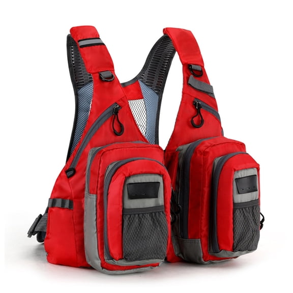 ANXPTIME Adjustable Fly Fishing Vest Outdoor Meshes Fishing Vest Tackle Bag Light Weight Chest Pack Fishing Tackle Backpack
