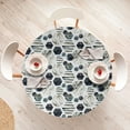 thumbnail image 4 of Ambesonne Marble Print Fitted Round Tablecloth, Stone Print Geometric, 56"- 60" Diameter, White Dark Blue and Eggshell, 4 of 5