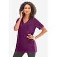 thumbnail image 3 of Roaman's Women's Plus Size Cotton Ultimate V-Neck Tee, 3 of 6