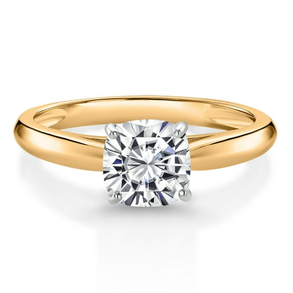 Gem Stone King 10K 2 Tone Gold IGI Certified Lab Grown Diamond Solitaire Engagement Ring for Women | Cushion Cut 1.00 Cttw | E-F Color | VS1-VS2 Clarity | Size 9