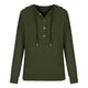 thumbnail image 5 of ICHUANYI Clearance Womens Casual Hoodies Fall Solid Long Sleeve Sweatshirt Drawstring Pullover Tops Blouse With Pocket(Army Green, M) ICHUANYI WER2023081512974, 5 of 6