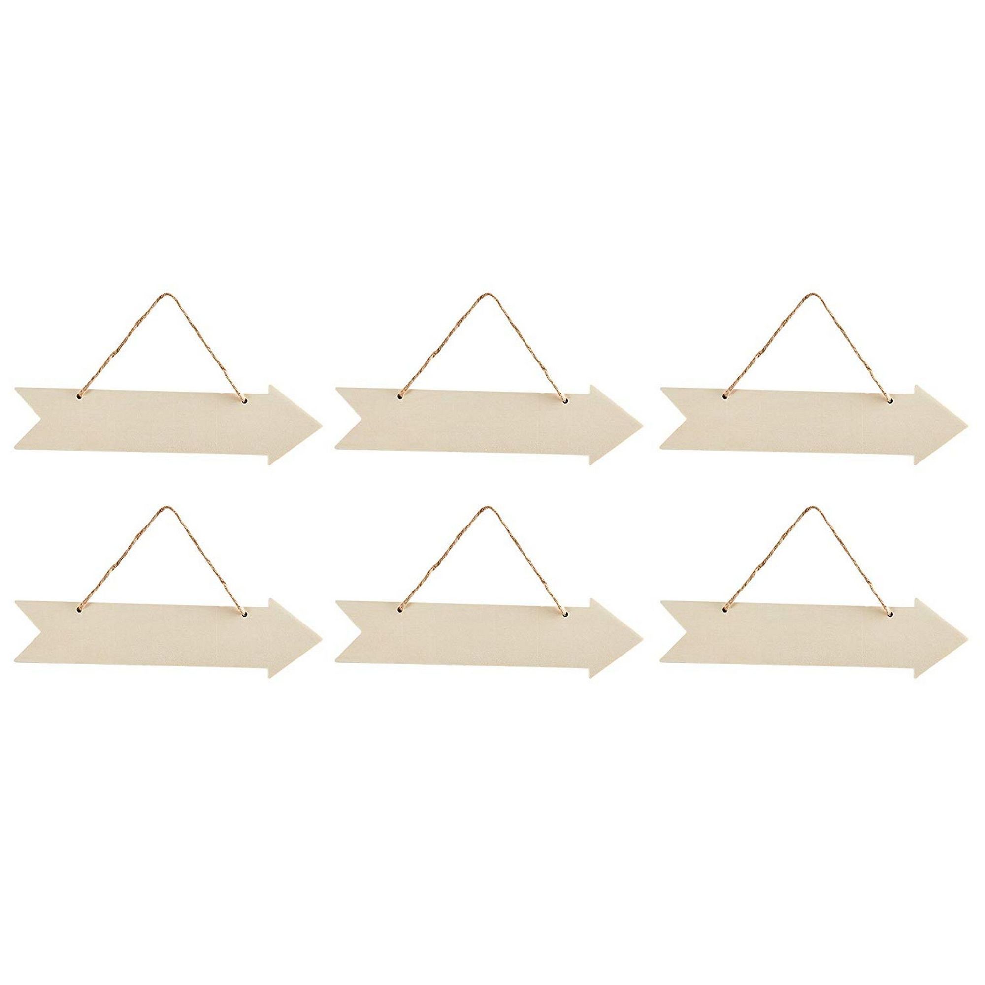 Unfinished Hanging Wood Arrow Plaque Directional Wall Sign (6 Pack) 13.